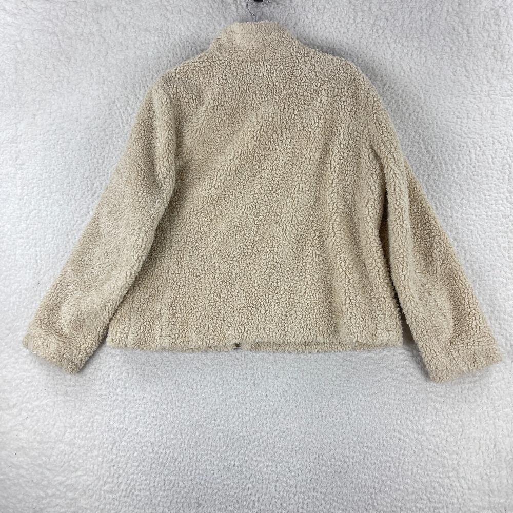 Pendleton Fleece Jacket Womens Large Ivory Sherpa Flannel Lined Full Zip Cozy - Picture 12 of 16